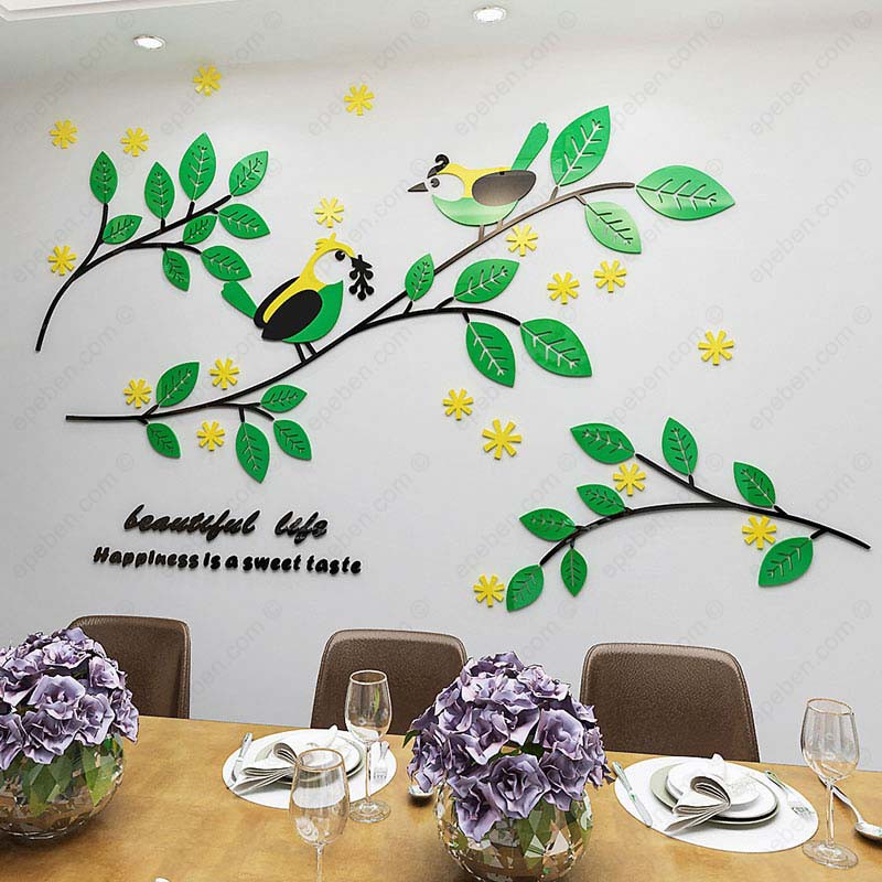 Tranh dán tường mica 3d decor khổ lớn cuộc sống tươi đẹp trang trí phòng khách, phòng ngủ Nhiều Size - EPeBen