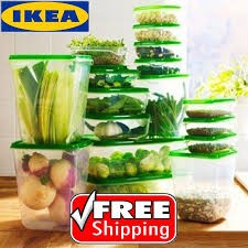 BỘ 17 HỘP ĐỰNG THỰC PHẨM THƯƠNG HIỆU IKEA PRUTA CAO CẤP.