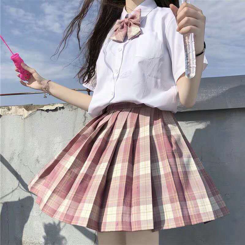 Bộ đồng phục váy jk Nhật Bản đại học chính hãng Hoshino cô gái tâm niệm xếp ly màu tím khói phù hợp với thủy thủ