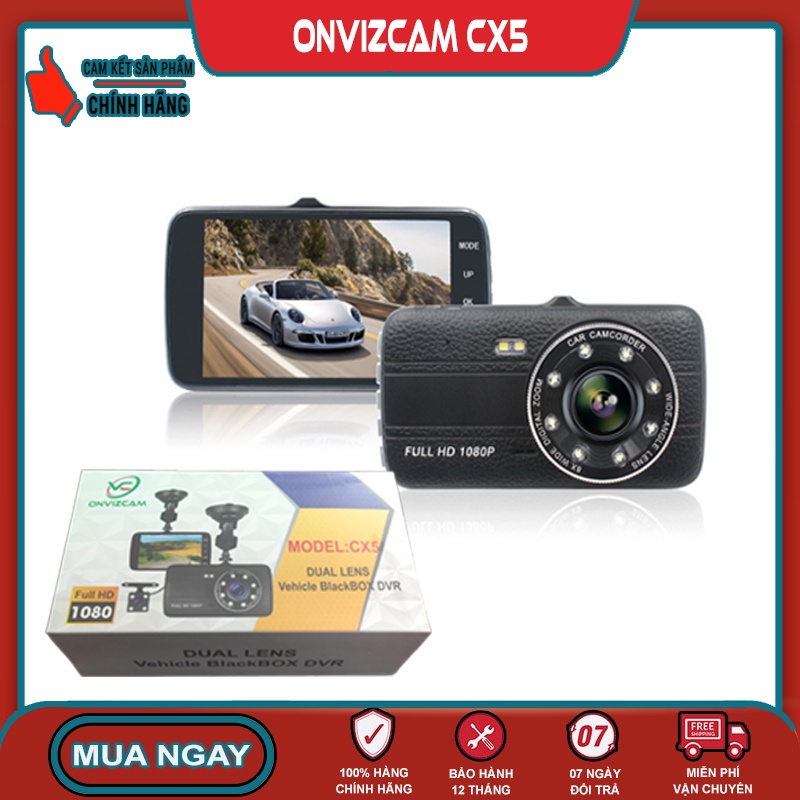 [Mã 12ELSALE hoàn 7% đơn 300K] Camera hành trình chính hãng Onvizcam CX5 - 2 mắt camera ghi hình trước sau 1080P | BigBuy360 - bigbuy360.vn