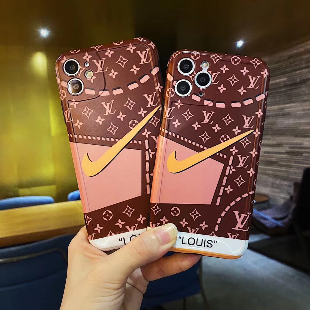 Brand Lou V co-branded AJ shoes Fashionable bright high-quality IMD soft case drop-proof explosion-proof Apple phone case suitable for iphone 11 8 7Plus X XS Max xr