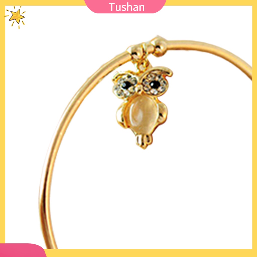 Vòng tay mạ vàng đính đá hình cú mèo đáng yêu