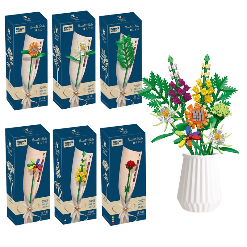 ZHAN QI TOYS Đồ chơi lắp ghép Zhan Qi Toys hình cành hoa nhiều loại DIY trang trí để bàn cho ngày tình nhân