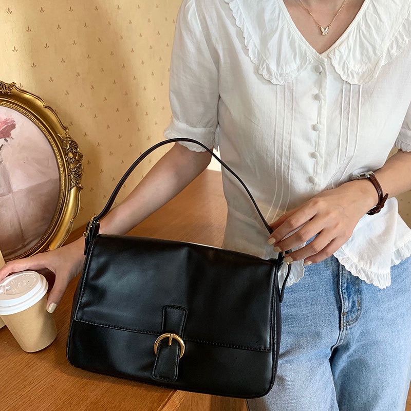 Túi Đeo Vai Cỡ Lớn Màu Đen Phong Cách retro Cho Nữ