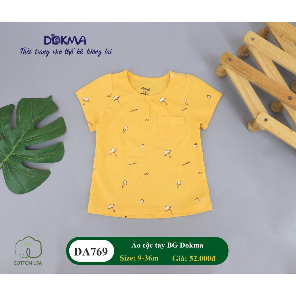 (6-&gt;9 tháng) Áo cộc tay bé gái Dokma- chất cotton Mỹ mềm mát (DA769)