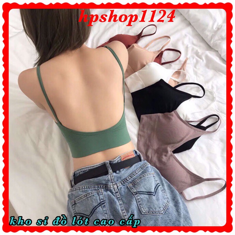 Áo bra cotton tăm 2 dây lưng dáng U có đệm ngực nhiều màu đẹp 367 | BigBuy360 - bigbuy360.vn