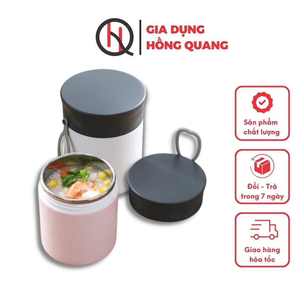 Cốc Giữ Nhiệt Đựng Soup Cháo 2 Lớp Cách Nhiệt Inox 304 - Hủ đựng cháo YunGang Có Kèm Muỗng Dung Tích 430ml