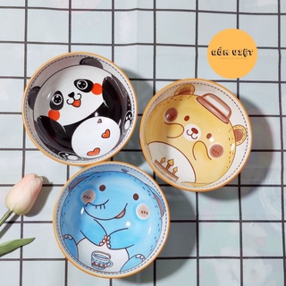 Bát cơm sứ hình thú, họa tiết hoa văn. Chén ăn cơm sứ dễ thương, tinh tế, sang trọng. Đũa tre