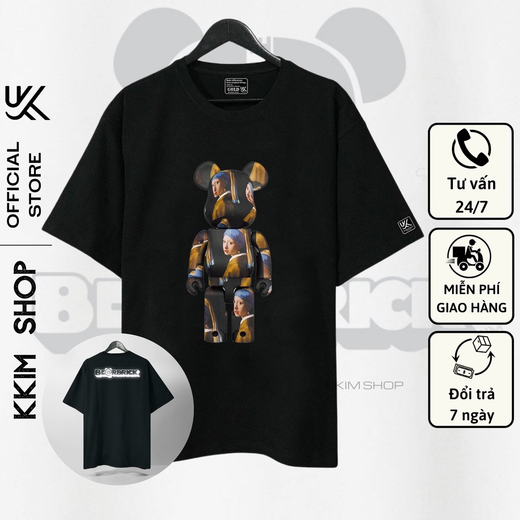Áo Thun Tay Lỡ BearBrick, Áo phông unisex Form rộng Oversize, chất liệu Cotton. KKIMSHOP