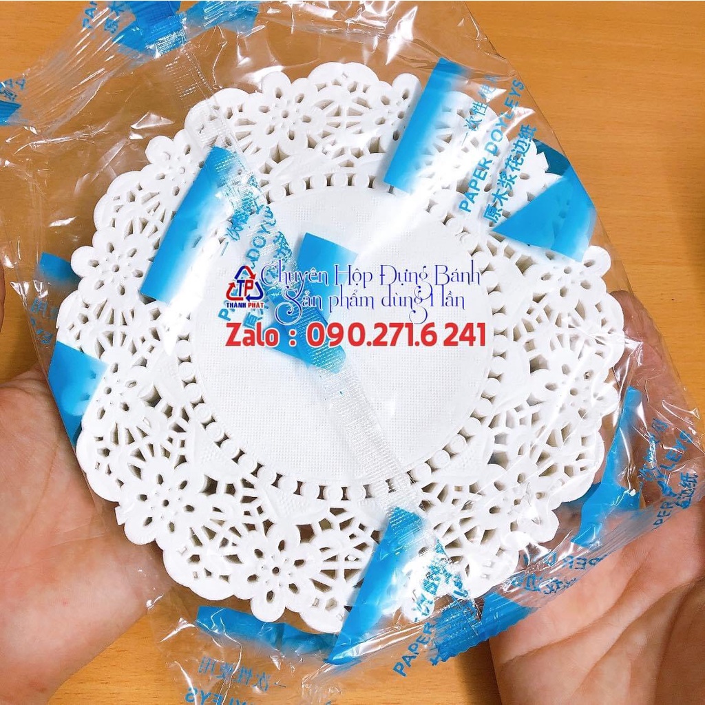 Giấy ren lót bánh chống trượt rau câu hoa nổi 16cm - giấy thấm dầu bánh bông lan trứng muối - Xấp 150 tờ