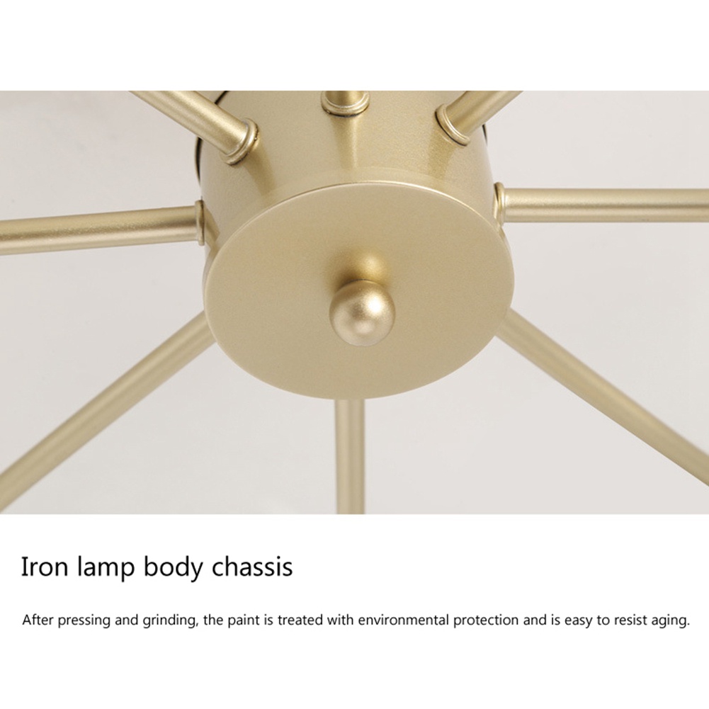 Đèn trần 8 bóng LED màu vàng đen đơn giản sáng tạo phong cách Bắc Âu trang trí phòng khách/phòng ngủ