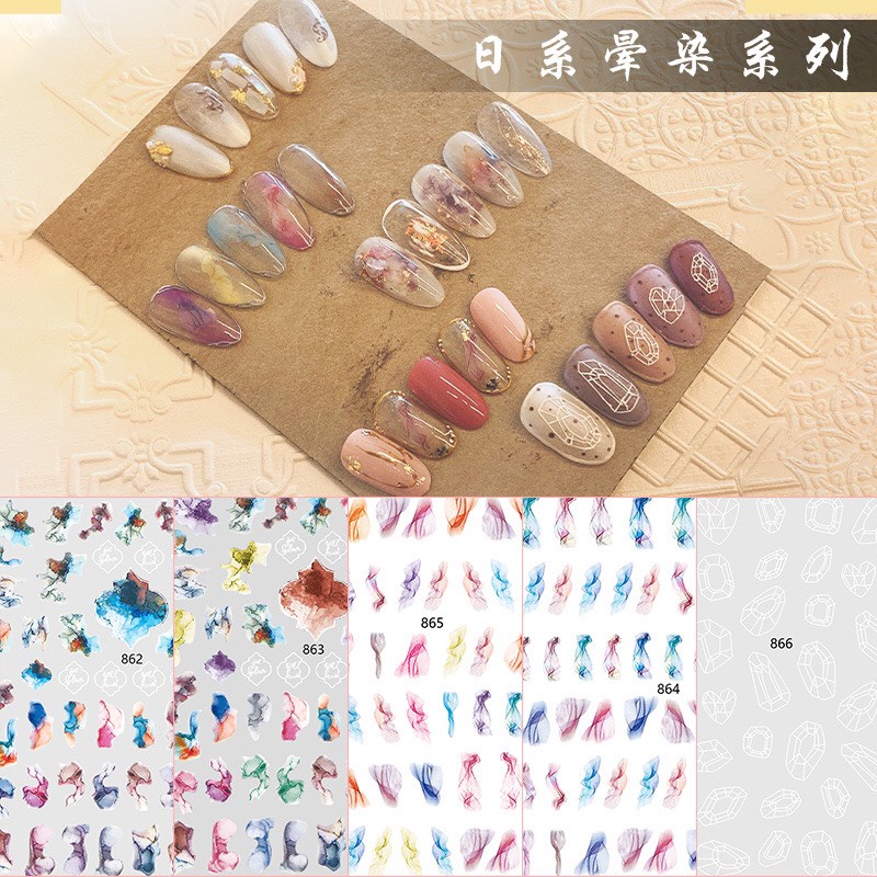 Sticker & Decal dán móng tay hiệu ứng vân loang