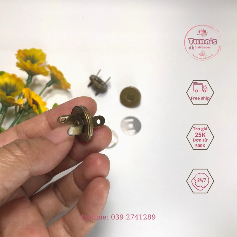 Cúc nam châm 18mm làm túi ví handmade