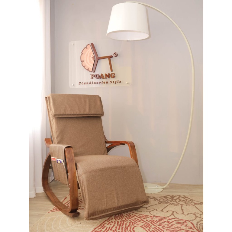 Ghế Poang Rocking Chair khung óc chó_tựa lưng và gác chân có thể điều chỉnh