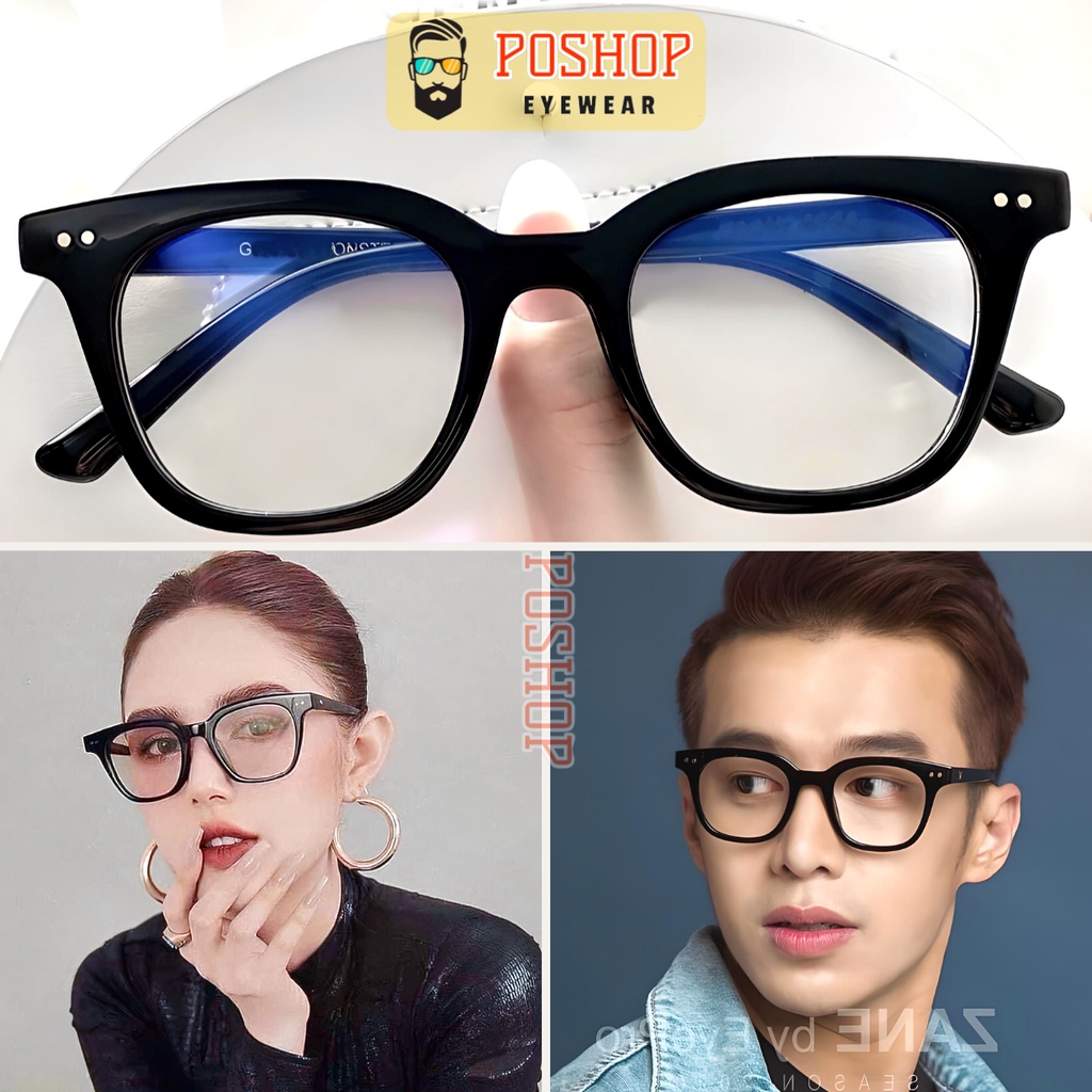 Mắt kính unisex nam nữ POSHOP gọng kính cận mắt vuông cao cấp chống tia uv màu sắc thời trang dễ đeo SS