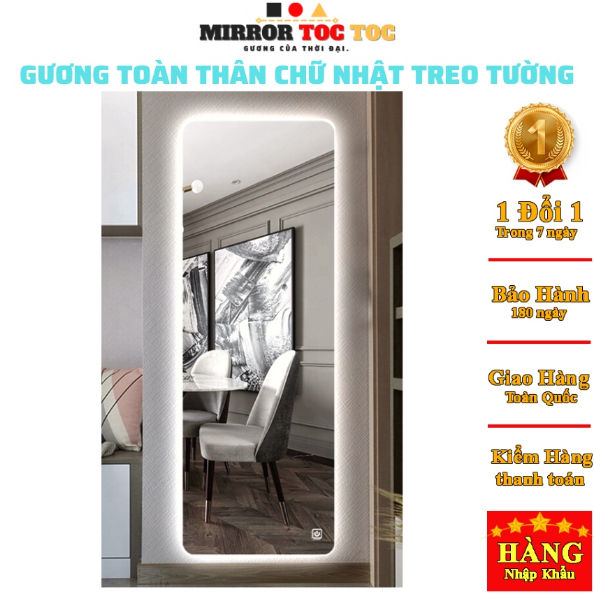 Gương toàn thân có đèn led cảm ứng 3 màu, gương soi không viền treo tường trang điểm makeup giá rẻ MIRRORTOCTOC