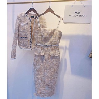 💛 Set dạ váy 2 dây hồng💛