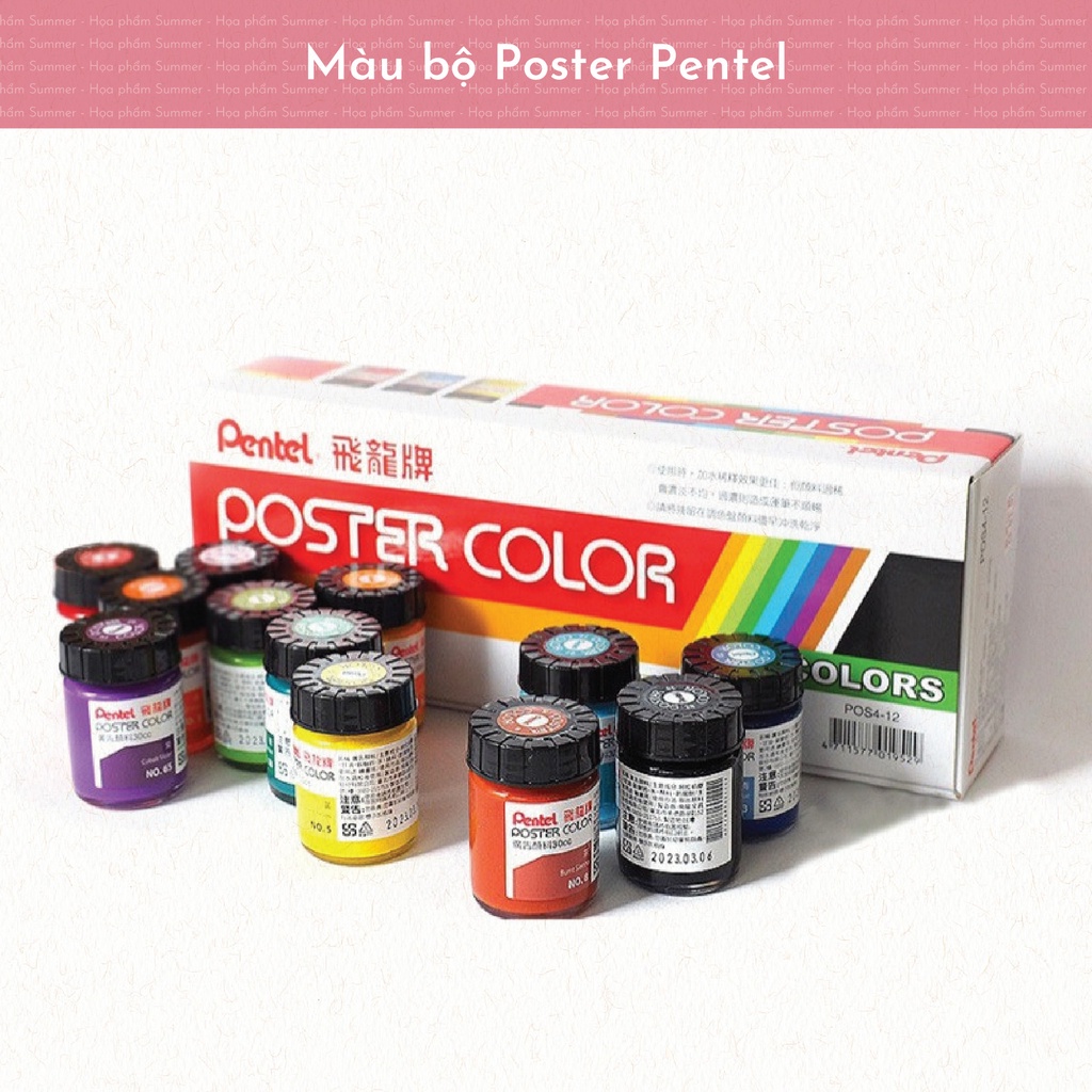 [SUMMER] Bộ 12 màu Poster Pentel lọ thủy tinh