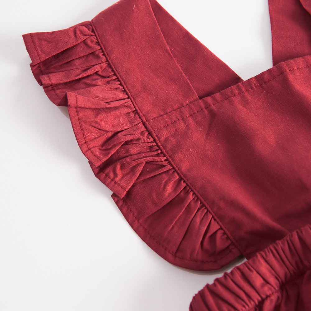 Áo Liền Quần Sanlutoz Nhún Bèo Làm Bằng Cotton Dành Cho Bé Mặc Vào Mùa Hè