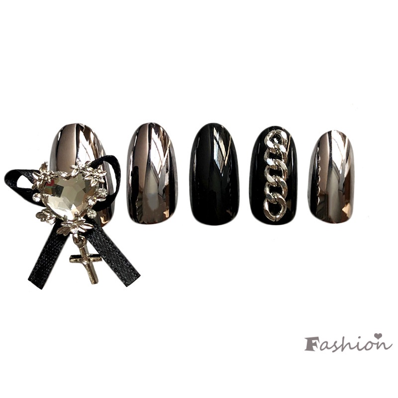 Set 24 Móng Tay Giả Đính Nơ Trang Trí Nghệ Thuật