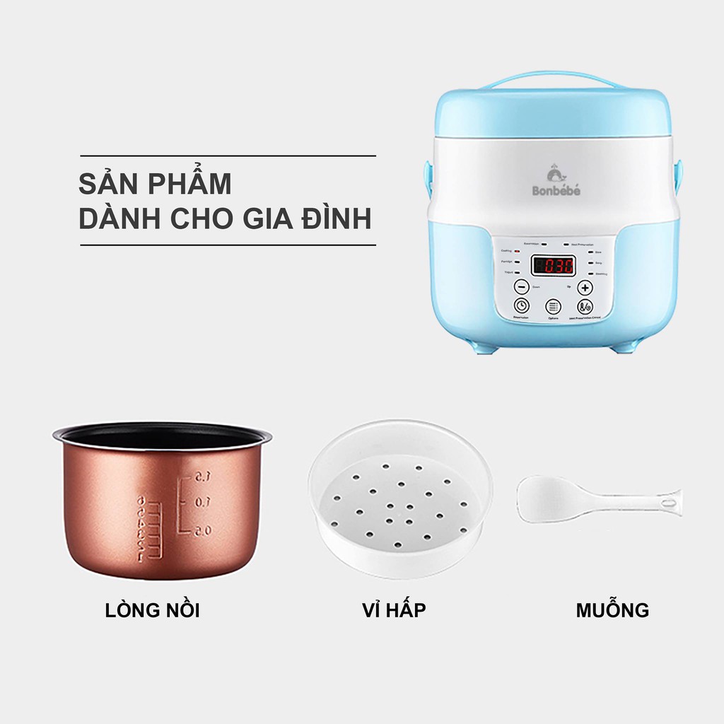 Nồi Ninh Hầm Hấp Nấu Nhanh Thông Minh Chống Trào Chống Cháy BONBEBE BB-36 Dung Tích 2L