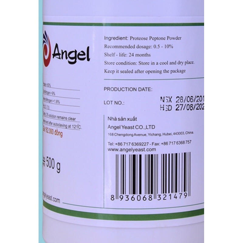 Peptone Soya Angel lọ 500g ( Peptone đậu nành ) Pepton đậu nành Soy peptone