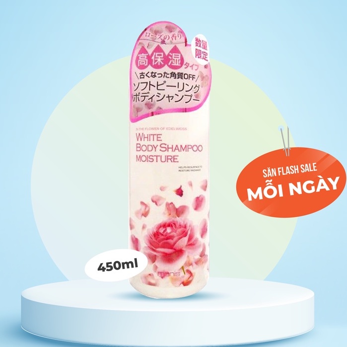 Sữa Tắm Trắng Da Dưỡng Ẩm Manis Hương Hoa Hồng Nhật Bản (Chai 450ml)