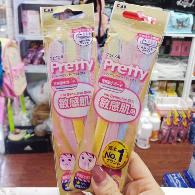[Hỏa Tốc HN] Set 3 dao cạo lông mặt PRETTY KAI nội địa Nhật Bản