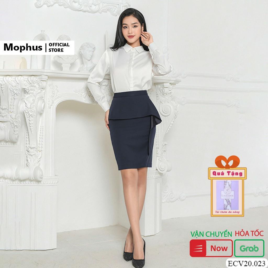 Chân váy công sở Mophus ECV20023 ôm nhún bèo, chân váy bút chì cao cấp xẻ sau