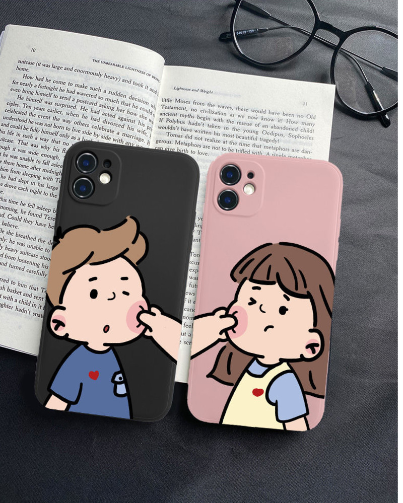 Ốp Điện Thoại Silicon Chống Sốc Hình Bé Trai Và Bé Gái Dễ Thương Cho IPhone 12 13 11 Pro Max X Xs Max Xr 7229