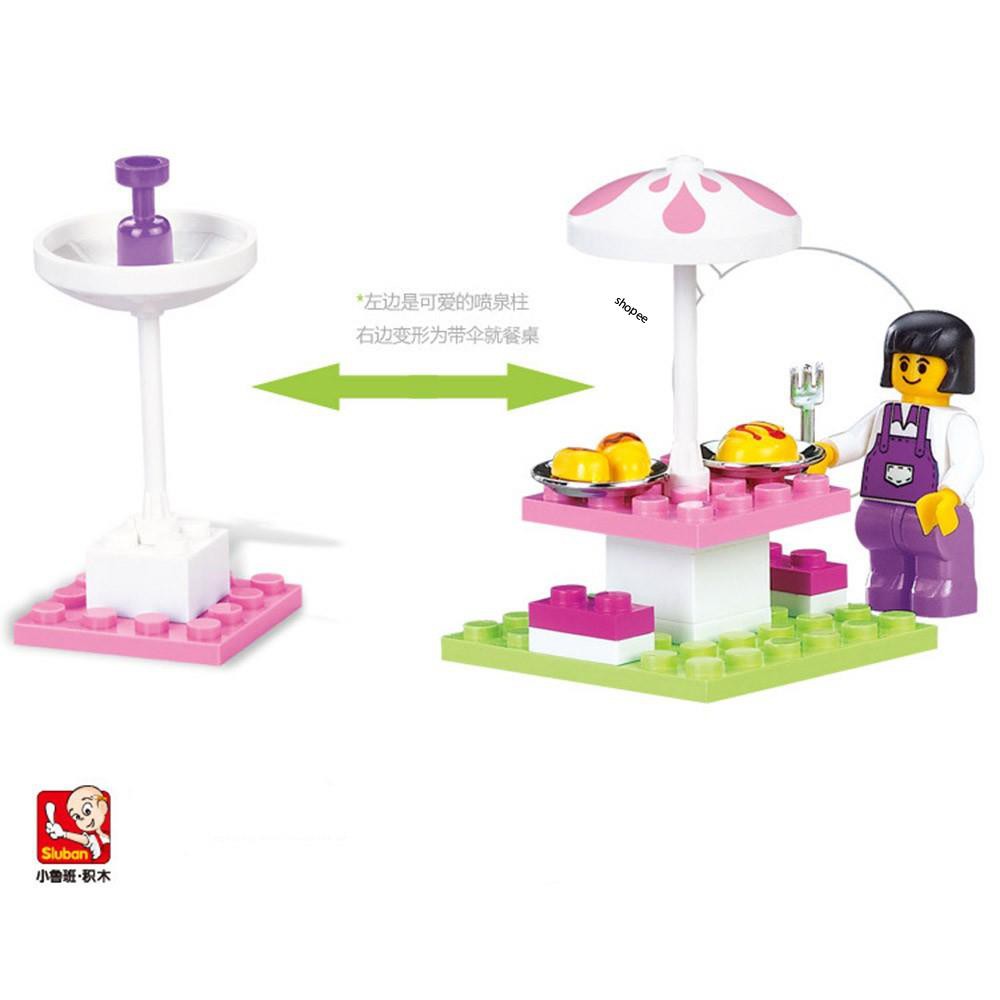 [Lego giá rẻ ]  Xếp hình lego con gái ⚡ Ảnh thật ⚡ Bộ Đồ Chơi Lắp Ráp Lego xe làm bánh snack gồm 102pcs Sluban 0155