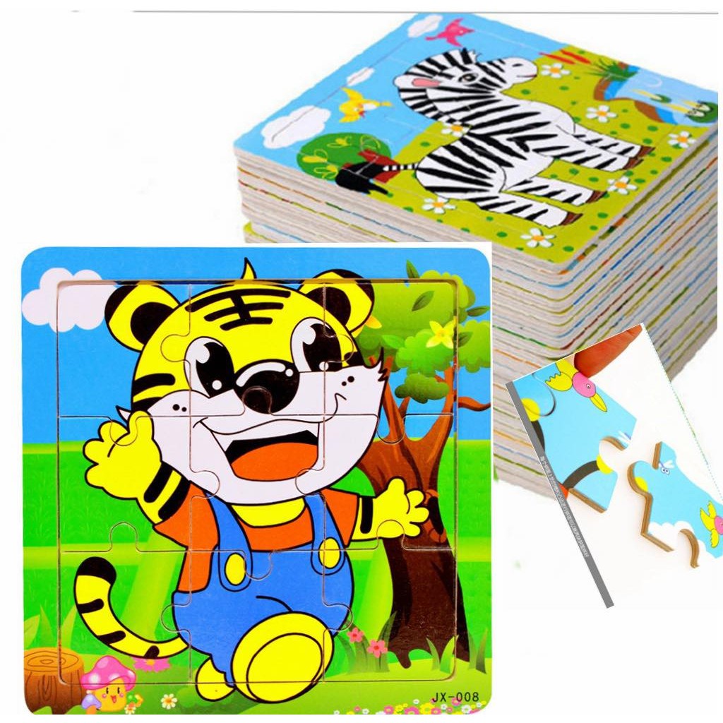 Bộ 3 Tranh Ghép Gỗ Thông Minh 9 Mảnh Puzzle - Ghép hình 9 Mảnh Bằng Gỗ