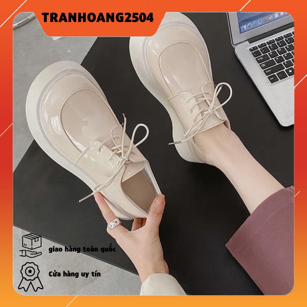 [SẴN-LOẠI1] Giày nữ oxford ulzzang lolita độn đế bằng cao to bự dày da bóng/trơn mũi vuông phong cách hàn quốc đẹp mới
