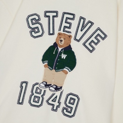 Áo sweater Whoau Korea chính hãng họa tiết gấu Steve 1849 | WHMWC4911U