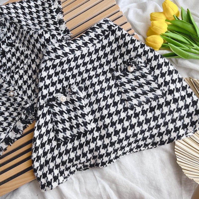 Set vest dạ chân váy phối túi siêu sang trọng hot thu đông ảnh thật