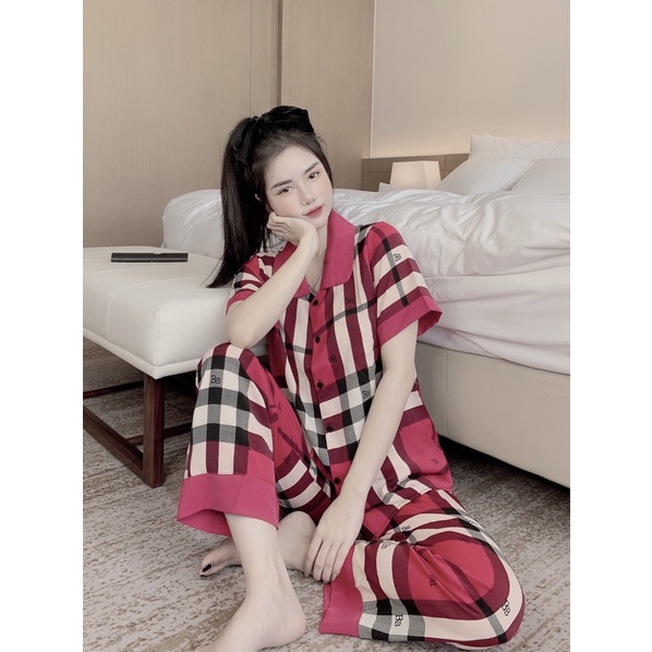 Bộ dâu pijama cổ Sen chất mango cao cấp