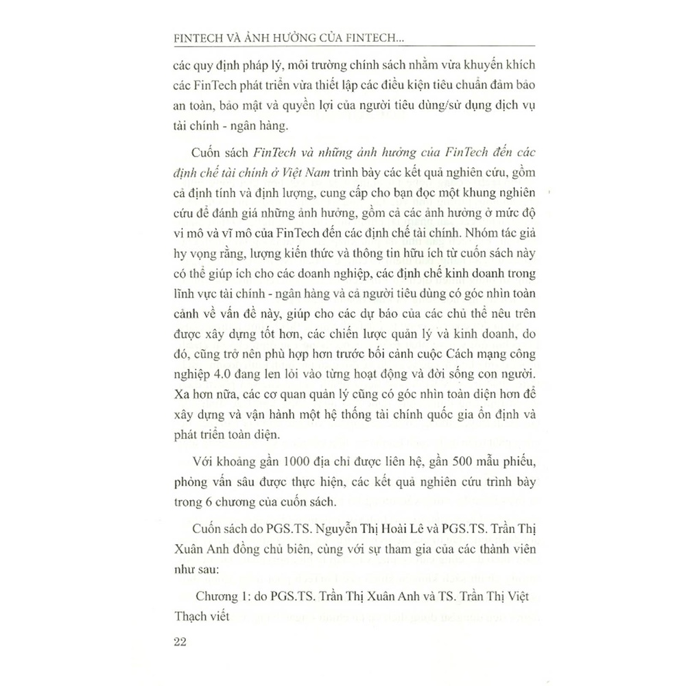 Sách - Fintech &amp; Ảnh Hưởng Của Fintech Đến Các Định Chế Tài Chính Ở Việt Nam (Sách Chuyên Khảo)