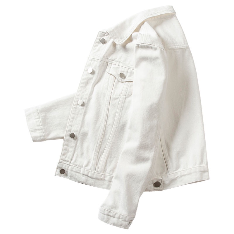 Áo khoác nữ denim dáng ngắn màu trắng phong cách mới thời trang