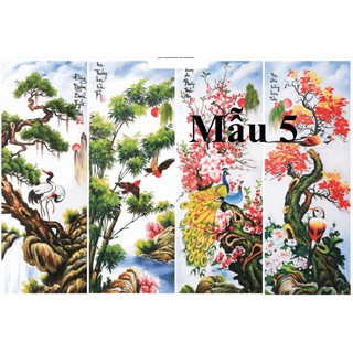 [Freeship] [Mẫu 5] Tranh dán tường 3D Tứ Quý Tùng Cúc Trúc Mai khổ A0,A1,A2