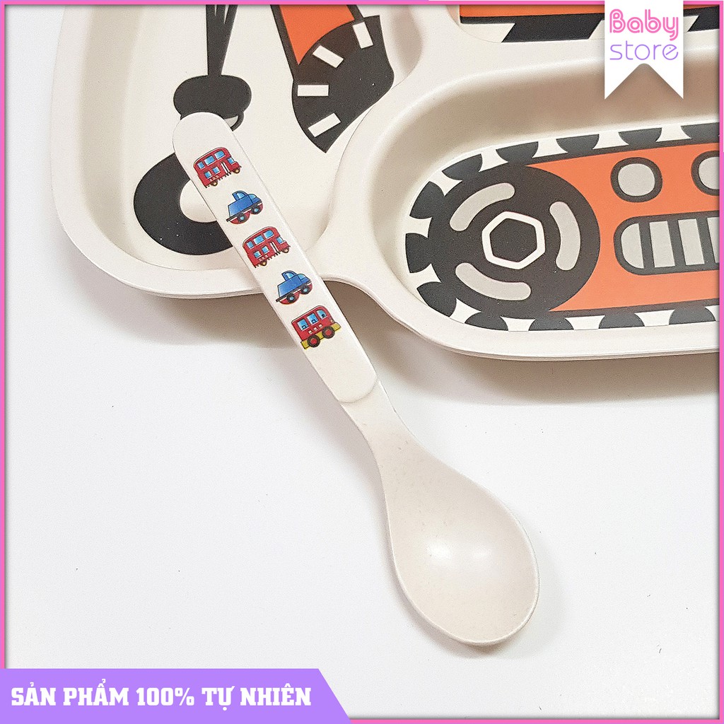 Combo Bát Ăn Baby Store| Combo Khay Ăn Dặm Chất Liệu BamBoo Hình Xe Cẩu 001