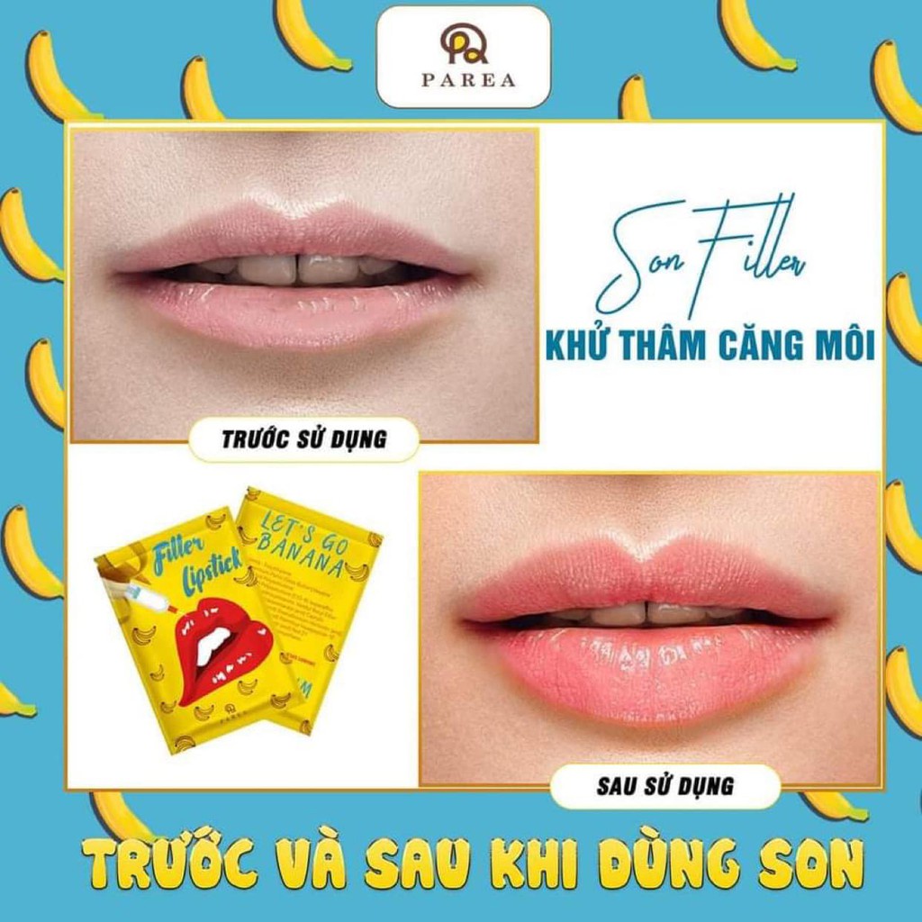 Son Filler Lipstick chuối khử thâm, Son chuối banana. Son Chu Filler Lipstick Collagen làm hồng, căng mọng môi
