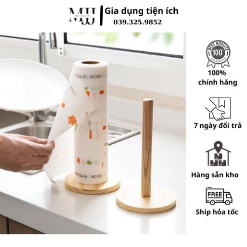 Cọc gỗ để giấy đứng, cây để giấy cuộn lau đa năng đồ dùng nhà bếp tiện dụng.