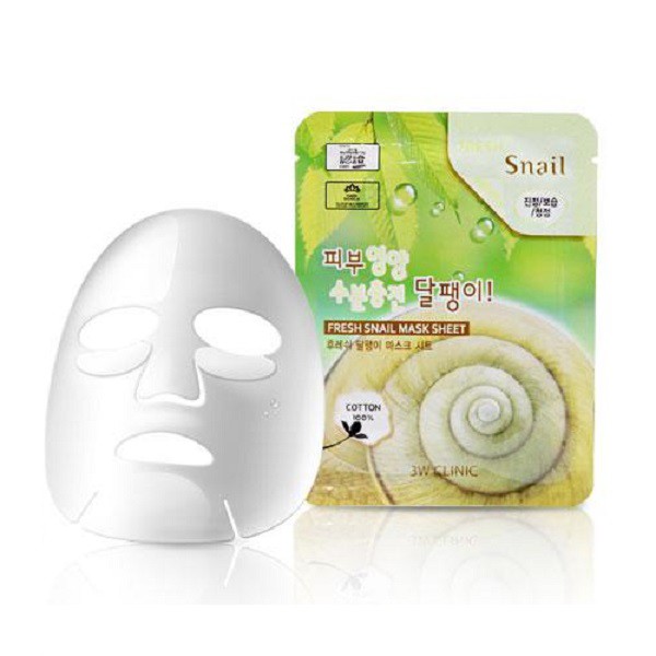 Combo 10 Mặt Nạ Dưỡng Chất Collagen Ốc Sên 3W Clinic Fresh Snail Mask Sheet 23ml x 10