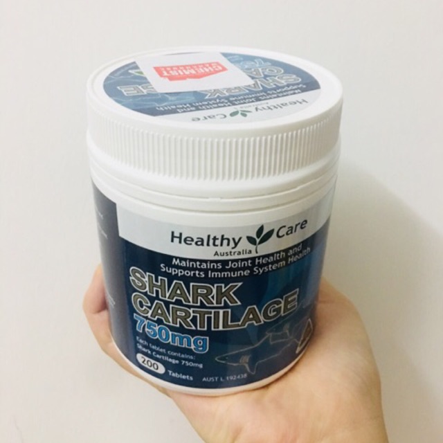  (Mẫu mới nhất) Sụn Vi Cá Mập HEALTHY CARE SHARK CARTILAGE 750MG 200 Viên (Úc)