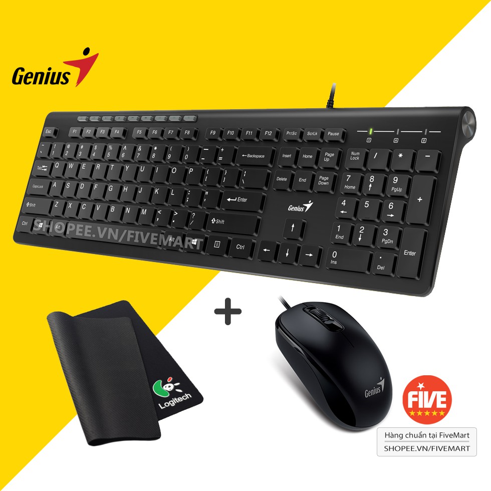 [ Gõ Êm Mượt Cực Bền ] Bàn Phím Và Chuột Máy Tính Có Dây Genius SlimStar-230 Tích Hợp Phím Multimedia, Chính Hãng GENIUS | WebRaoVat - webraovat.net.vn