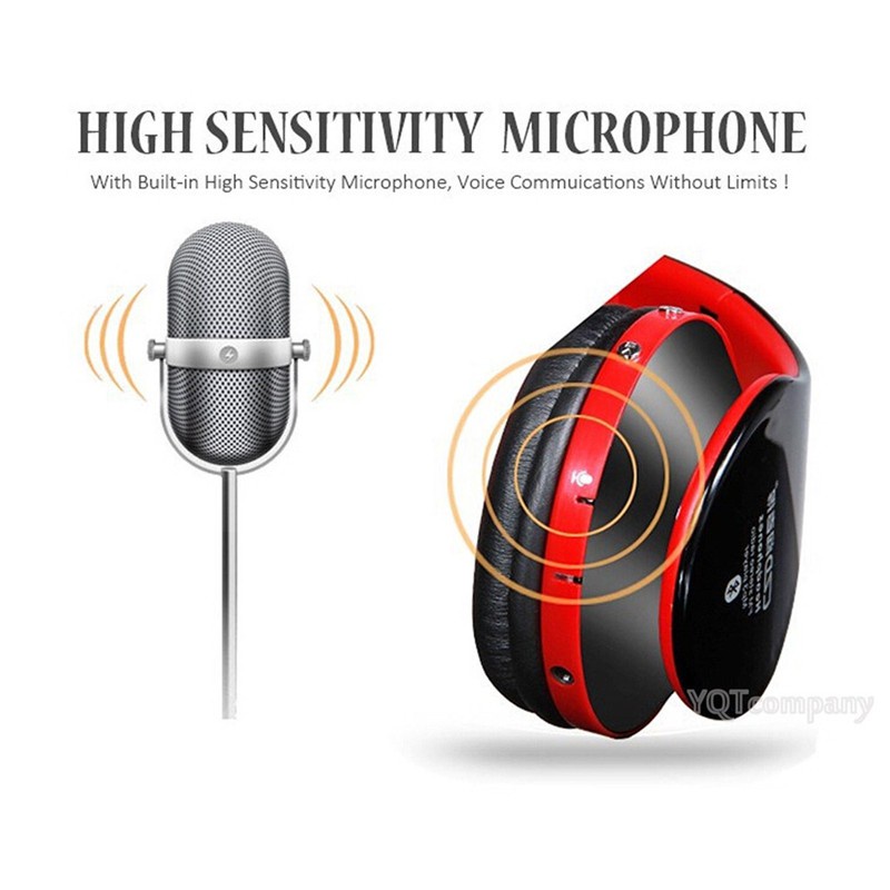 Wireless Headset Bluetooth Headphone Adjustable on-ear Earphones Stereo Bass earbuds With Mic