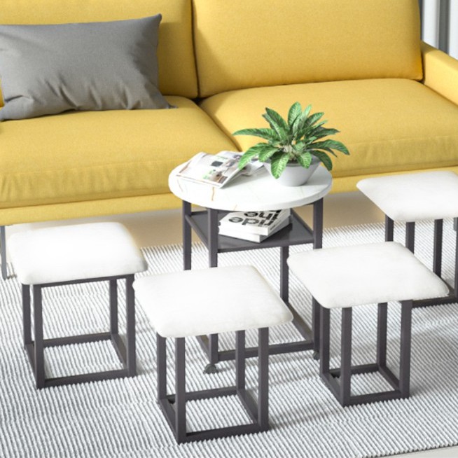 Combo bộ bàn và 4 ghế đẹp phong cách kiểu nhật 4 ghế xếp gọn vào trong chân bàn