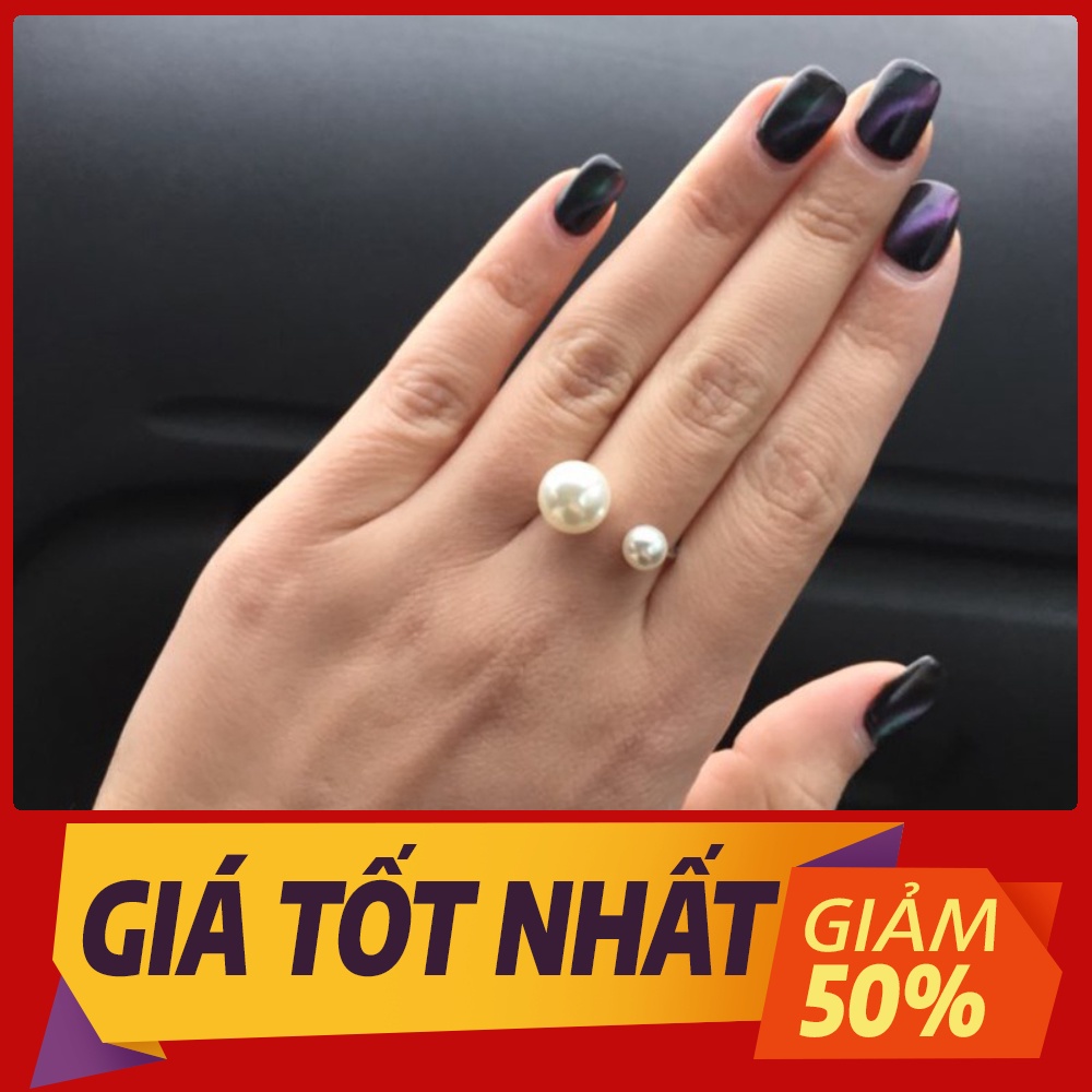Nhẫn Nữ Hở 2 Đầu Đính Hạt Cườm Thời Trang