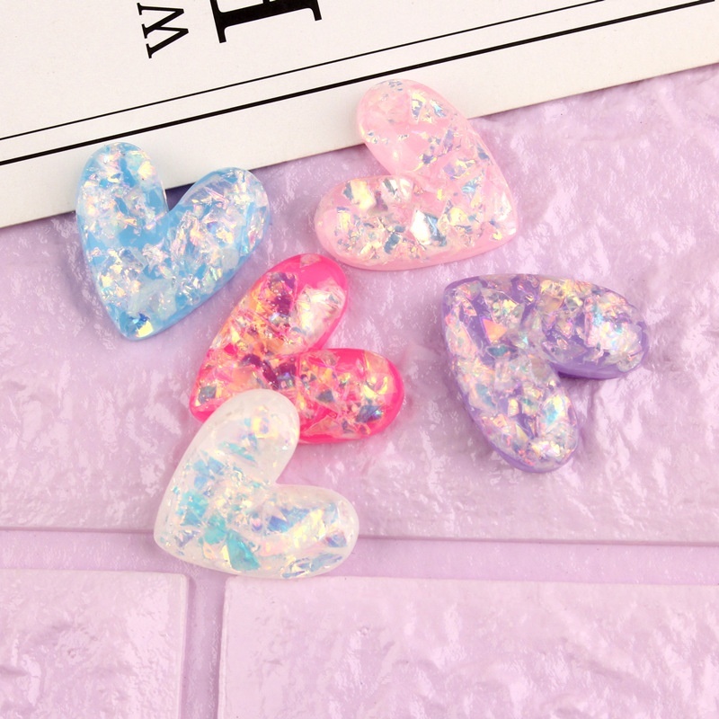 Set 5 Phụ Kiện Trang Trí Quần Áo Hình Trái Tim Lấp Lánh Xinh Xắn