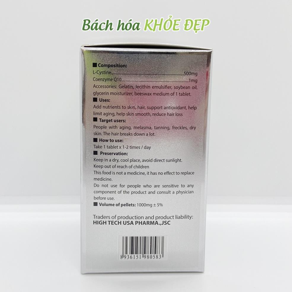 Viên uống L-Cystine with Coenzym Q10 giúp đẹp da, khỏe tóc - Hộp 60 viên | BigBuy360 - bigbuy360.vn